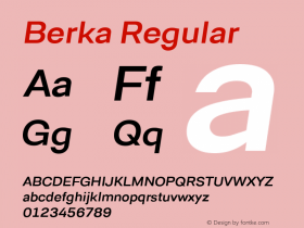 Berka Medium Italic Version 1.00 Font Sample