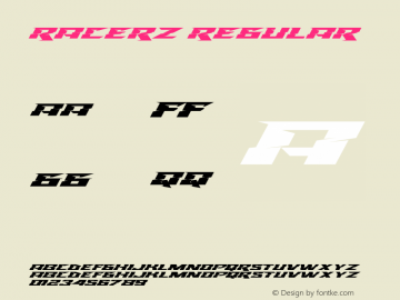 Racerz Version 1.00;May 22, 2021;FontCreator 13.0.0.2683 64-bit图片样张