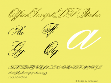 OfficeScriptDT Italic Version 1.02 Font Sample