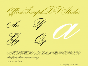 OfficeScriptDT Italic Version 1.02 Font Sample