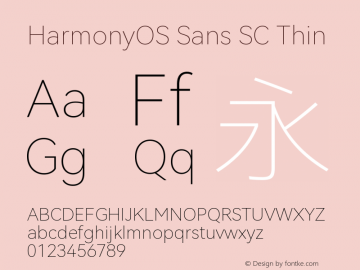 HarmonyOS Sans SC Thin  Font Sample