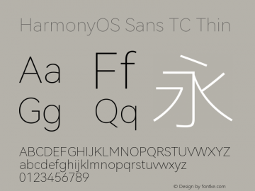 HarmonyOS Sans TC Thin  Font Sample