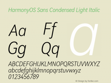 HarmonyOS Sans Condensed Light Italic Version 1.0 Font Sample