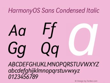 HarmonyOS Sans Condensed Italic Version 1.0图片样张