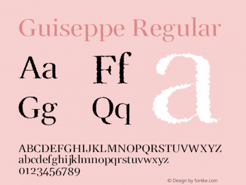 Guiseppe Version 1.0 Font Sample