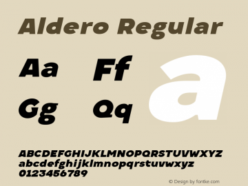 Aldero Black Italic Version 1.004 Font Sample