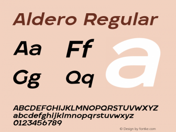Aldero Medium Italic Version 1.004 Font Sample