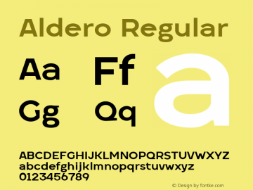 Aldero Medium Version 1.004 Font Sample