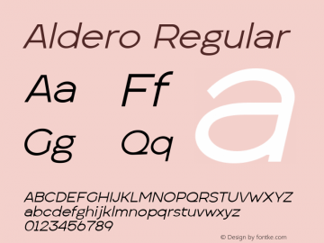 Aldero Light Italic Version 1.004 Font Sample