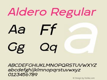 Aldero Italic Version 1.004 Font Sample