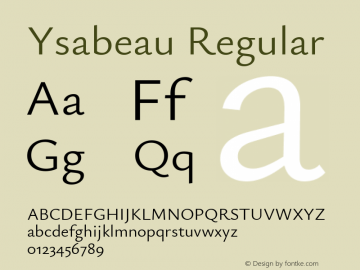 Ysabeau Regular Version 0.020 Font Sample