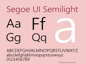 Segoe UI Semilight Version 5.24 Font Sample