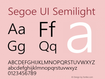 Segoe UI Semilight Version 5.24图片样张