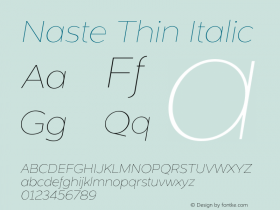 Naste-ThinItalic Version 1.0 Font Sample