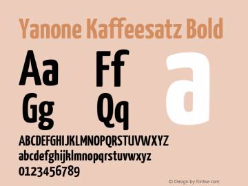 Yanone Kaffeesatz Bold Version 1.003图片样张