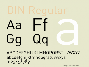 DIN-RegularAlternate 001.000; ttfautohint (v1.4.1) Font Sample