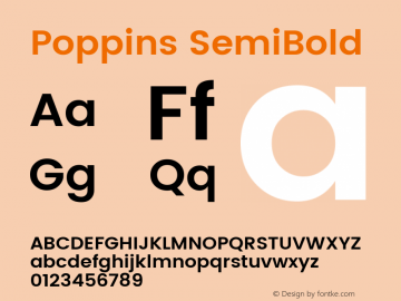 Poppins-SemiBold Version 2.000;PS 1.0;hotconv 1.0.79;makeotf.lib2.5.61930; ttfautohint (v1.4.1) Font Sample