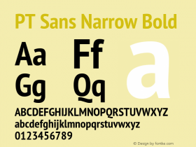 PT Sans Narrow Bold Version 2.003 Font Sample