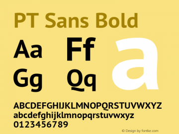 PT Sans Bold Version 2.003 Font Sample