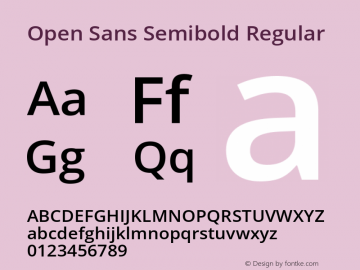 Open Sans Semibold Version 1.10 Font Sample