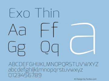 Exo Thin Version 1.00 Font Sample