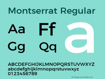 Montserrat Regular Version 4.000;PS 004.000;hotconv 1.0.88;makeotf.lib2.5.64775 Font Sample