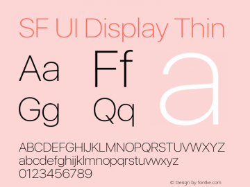 SF UI Display Thin 11.0d33e2--BETA Font Sample