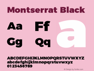 Montserrat Black Version 4.000;PS 004.000;hotconv 1.0.88;makeotf.lib2.5.64775 Font Sample