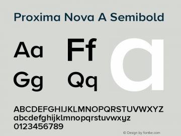 Proxima Nova A Semibold Version 3.014;PS 003.014;hotconv 1.0.88;makeotf.lib2.5.64775 Font Sample