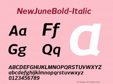 ☞NewJuneBold-Italic Version 2.0;com.myfonts.hubertjocham.new-june.bold-italic.wfkit2.7Ucc Font Sample