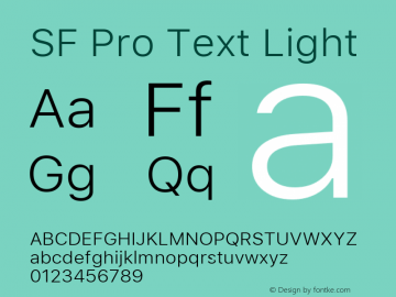 SF Pro Text Light 13.0d1e33 Font Sample