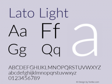 Lato Light Version 2.010; 2014-09-01; http://www.latofonts.com/ Font Sample