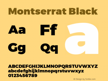 Montserrat Black Regular Version 1.000;PS 002.000;hotconv 1.0.70;makeotf.lib2.5.58329 DEVELOPMENT Font Sample
