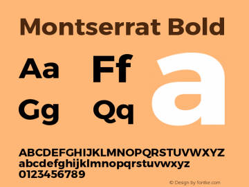 Montserrat Bold Version 1.000;PS 002.000;hotconv 1.0.70;makeotf.lib2.5.58329 DEVELOPMENT Font Sample