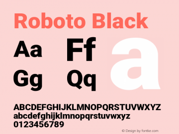 Roboto Black Version 2.134; 2016 Font Sample
