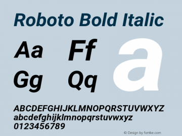 Roboto Bold Italic Version 2.134; 2016图片样张