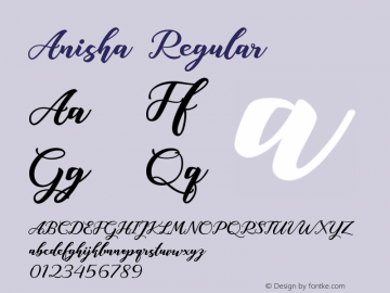 Anisha Regular 1.0 Font Sample