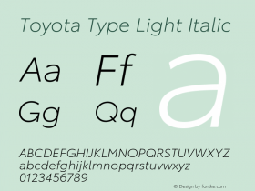 Toyota Type Light Italic Version 1.00 Font Sample