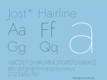 Jost* Hairline Version 3.500 Font Sample