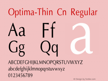 Optima-Thin Cn Regular Unknown Font Sample