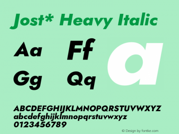 Jost* Heavy Italic Version 3.500 Font Sample