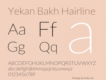 Yekan Bakh Hairline Version 1.000 Font Sample
