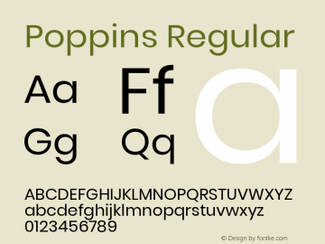 Poppins Regular Version 3.010;PS 1.000;hotconv 16.6.54;makeotf.lib2.5.65590图片样张