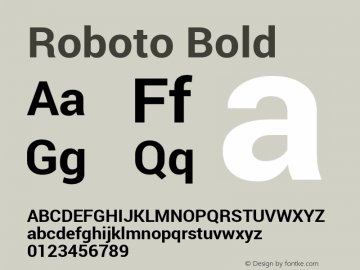 Roboto Bold Version 1.100141; 2013 Font Sample