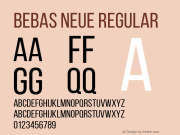 Bebas Neue Regular Regular Version 001.003 Font Sample