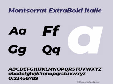 Montserrat ExtraBold Italic Version 7.200图片样张