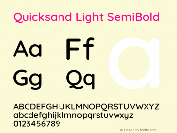 Quicksand Light SemiBold Version 3.004 Font Sample