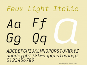 Feux Light Italic Version 3.7.1; ttfautohint (v1.8.3) Font Sample