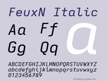 FeuxN Italic Version 3.7.1; ttfautohint (v1.8.3) Font Sample