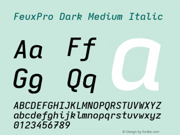 FeuxPro Dark Medium Italic Version 3.7.1; ttfautohint (v1.8.3) Font Sample